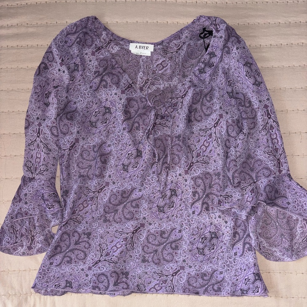 Y2K A. Byer Lavender Paisley Blouse